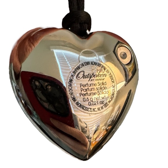 Solid Perfume Puffed Heart Necklace with Unused “Outspoken” by Fergie Inside - Picture 3 of 5